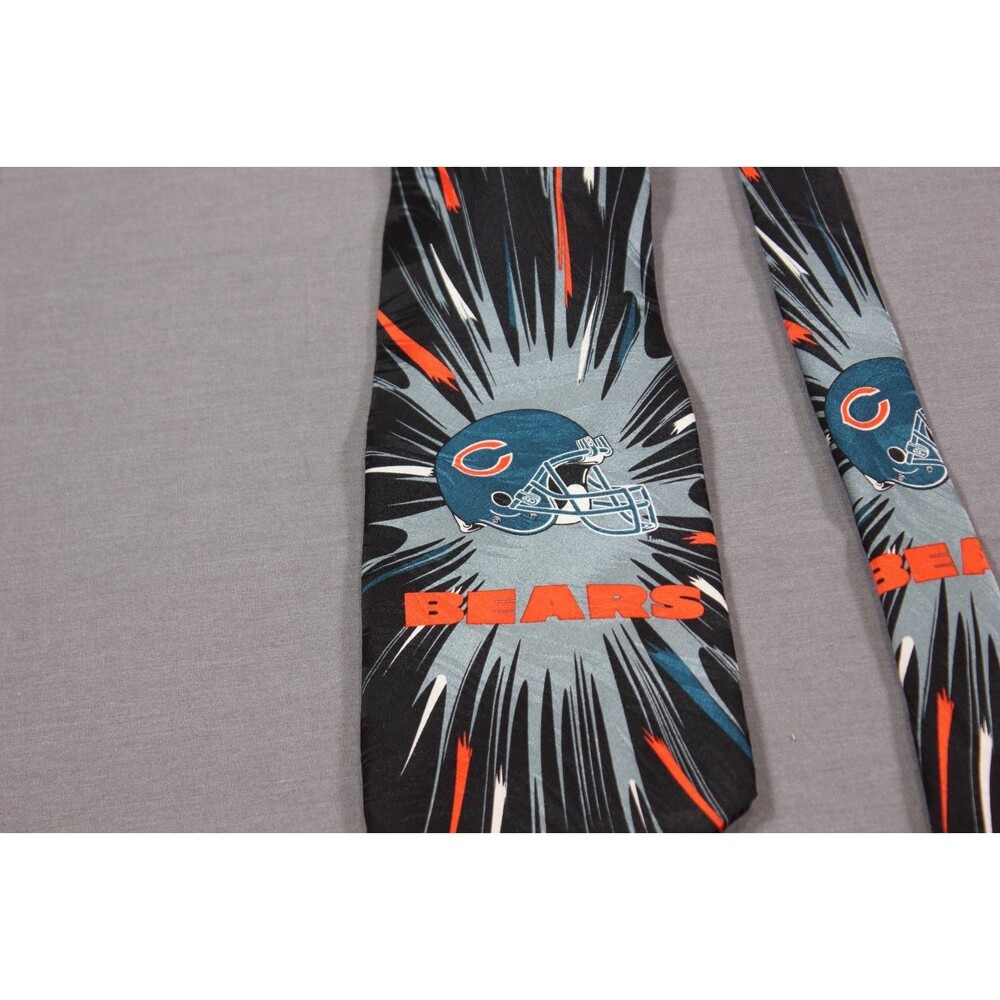 NFL Bears Chicago Bears Burst Football Black Logo Men's Necktie Tie - Picture 6 of 6